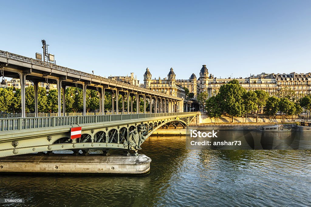 Bir-Hakeim Bridge and Seine River in the Morning, Paris Bir-Hakeim Bridge and Seine River in the Morning, Paris, France Arch - Architectural Feature Stock Photo
