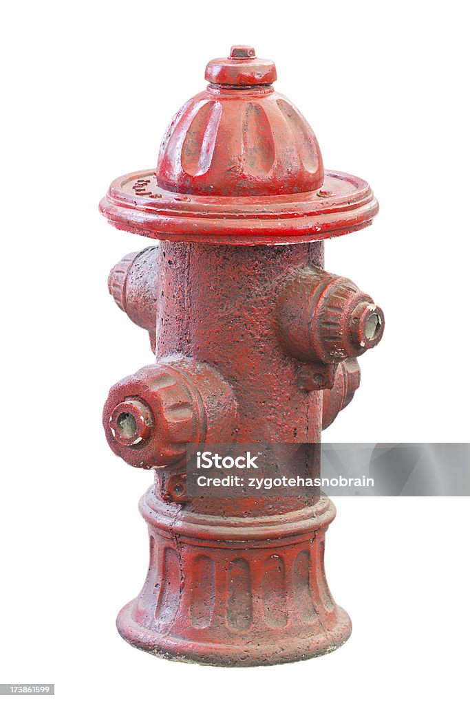 Velho e sujo hidrante Isolado no branco. - Foto de stock de Antigo royalty-free