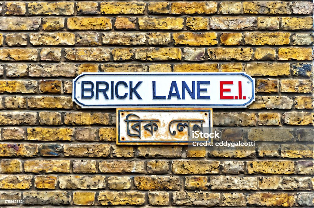Brick Lane street sign, London Brick Lane street sign in East End, London - UK Brick Lane - Inner London Stock Photo