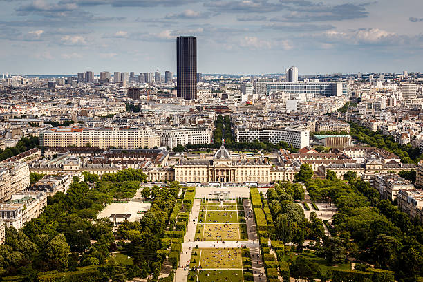 Aerial View on Champ de Mars from the Eiffel Tower Aerial View on Champ de Mars from the Eiffel Tower, Paris, France ecole stock pictures, royalty-free photos & images