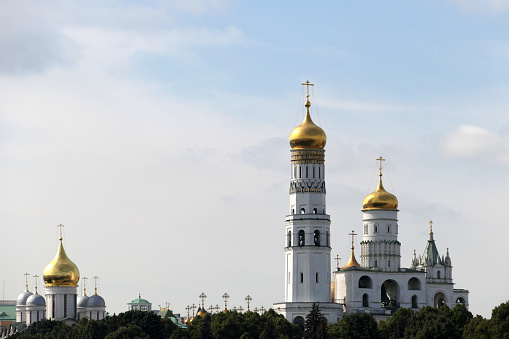 Russia. Saint-Petersburg. Top view of Smolnaya Embankment. Smolny Cathedral.