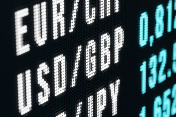 istock USD/GBP exchange rates on the screen, currency trading. 1758668272