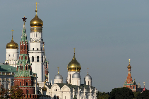Moscow Kremlin, Russia. View of the Kremlin from the Cathedral of Christ the Savior in Moscow