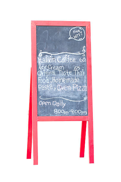 istock Blank chalk advertising board isolated on white. 175867572