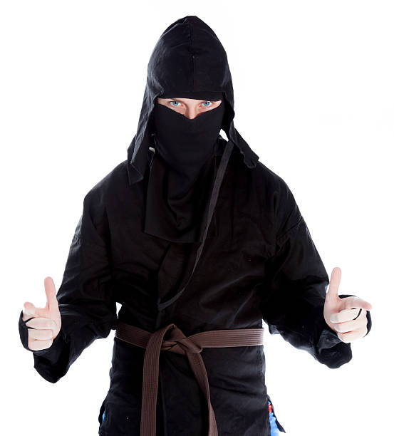 istock caucasian man disguised as a ninja isolated on white 175867701