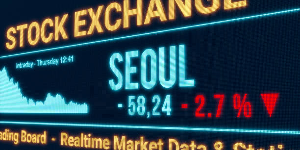 istock Seoul stock market moving down. 1758685075