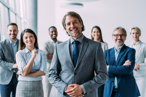 group multiracial business women meeting with arms crossed - business concept -