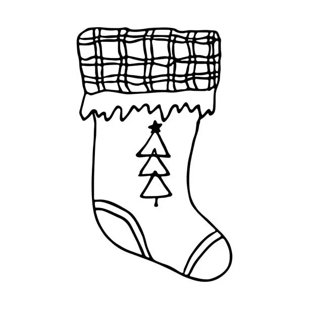 Vector illustration of Hand drawn sock for Christmas gifts