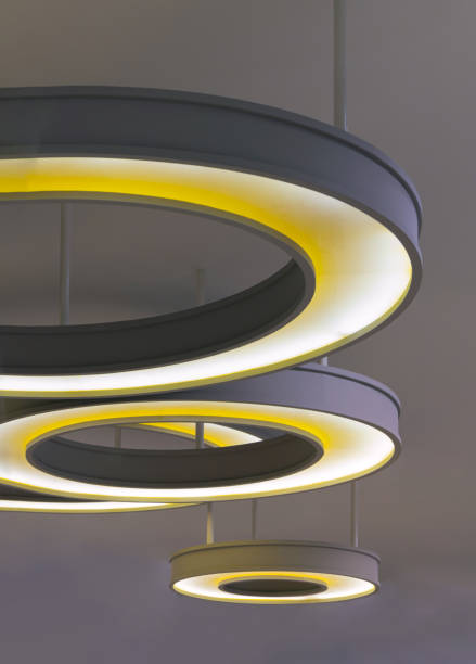 istock The hanging rounded ceiling mounted light fixtures with modern LED light bulb. 1758742519