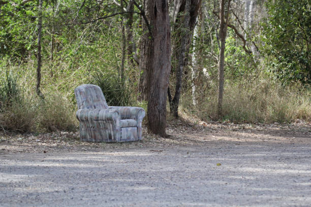 Sofa chair abandoned under a tree in the Australian bush