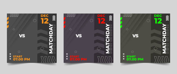 Set of sport match social media vector template Set of sport match social media vector template. social media template for sport match video game banners stock illustrations