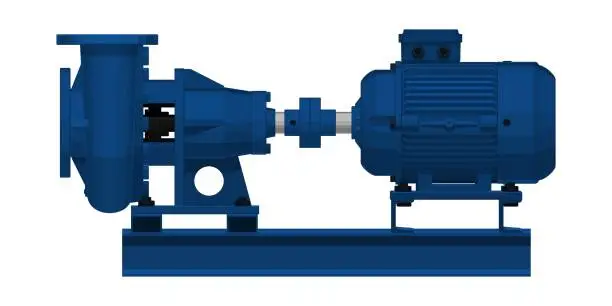 Vector illustration of Assy of centrifugal pump in side view