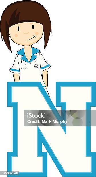 Cute Little Nurse Learning Letter N Stock Illustration - Download Image Now - Adult, Adults Only, Alphabet