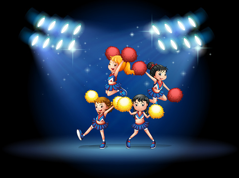 stage with a cheerleading squad
