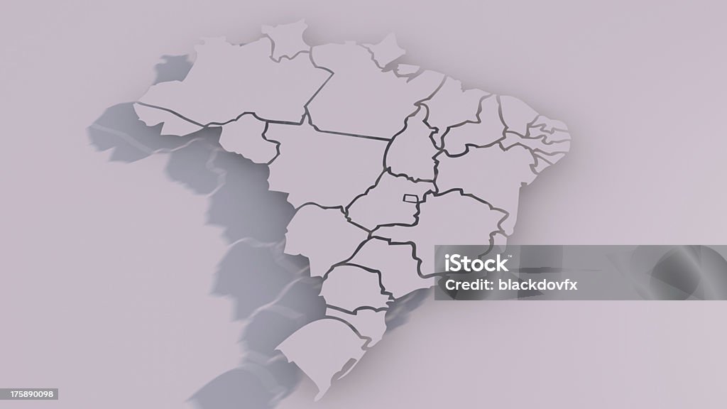 Brazil map with states 3D map of Federative Republic of Brazil with visible regions. Brazil Stock Photo