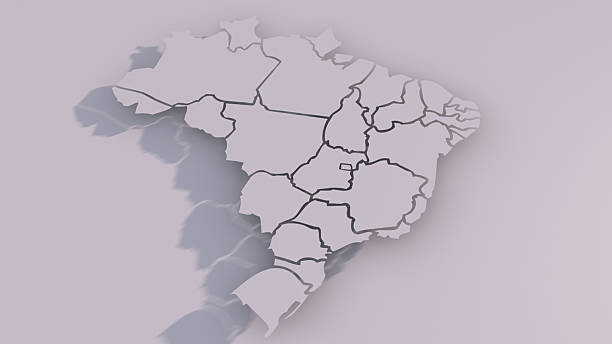 Brazil map with states 3D map of Federative Republic of Brazil with visible regions. rio parana stock pictures, royalty-free photos & images