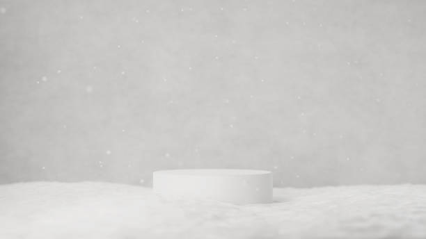 istock 3D Illustration.Snow and white pedestal. Snowfall. Snowfall.(horizontal) 1758903549