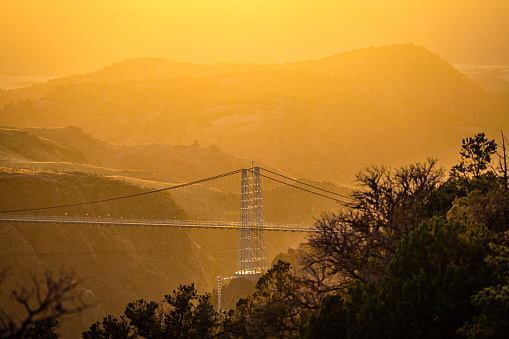 Royal Gorge Bridge in sunset