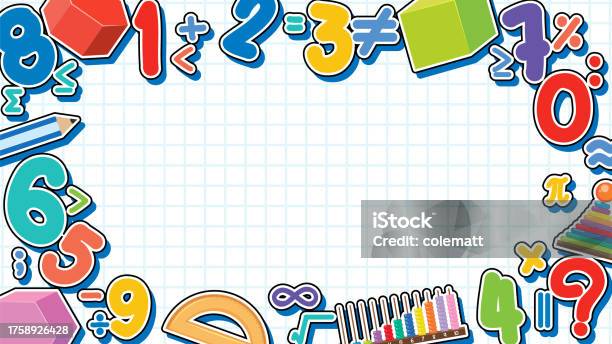 Math Border Notebook With Checkered Background And Math Objects Stock ...