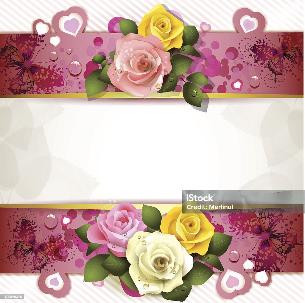 Sfondo con rose - arte vettoriale royalty-free di Bianco