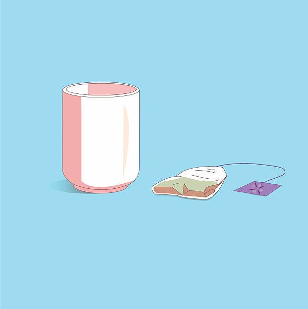 Abstract tea cup with tea-bag. vector art illustration