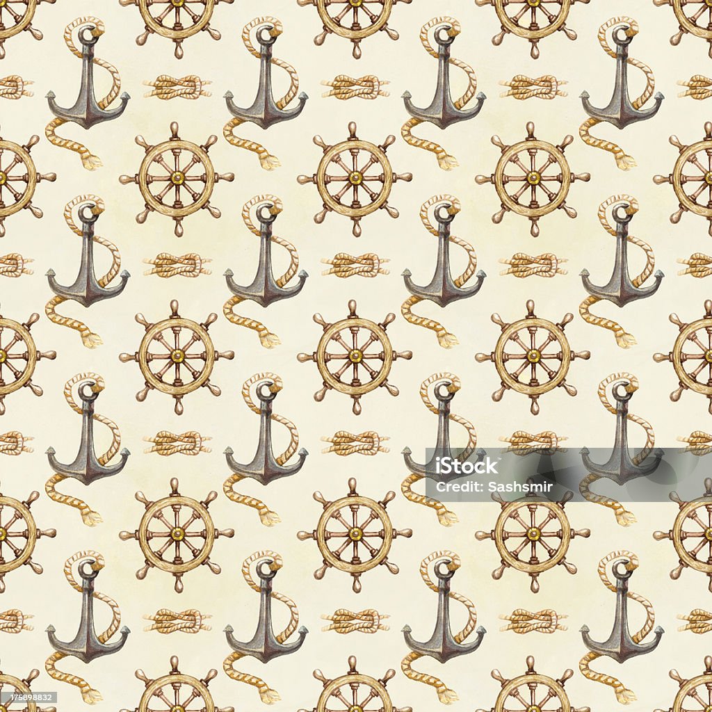 Seamless nautical pattern Anchor - Vessel Part stock illustration