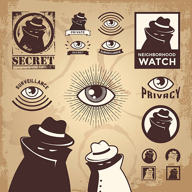 vektor illustration satz von verbrechen symbole - spy secrecy top secret mystery stock-grafiken, -clipart, -cartoons und -symbole