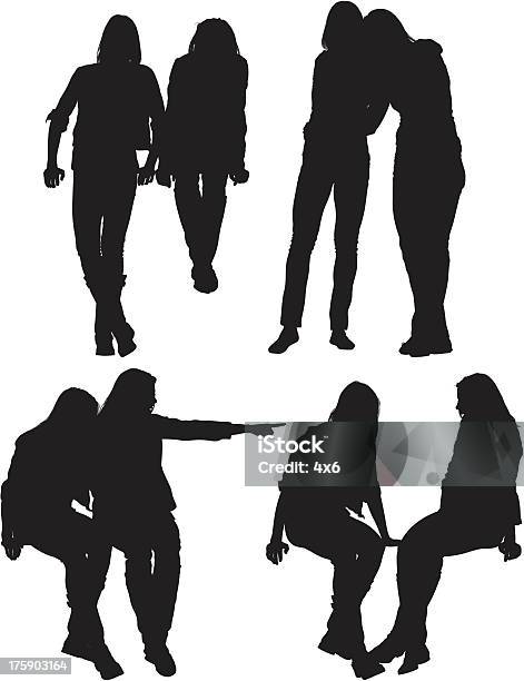 Silhouette Of Female Friends Stock Illustration - Download Image Now - Adult, Adults Only, Affectionate