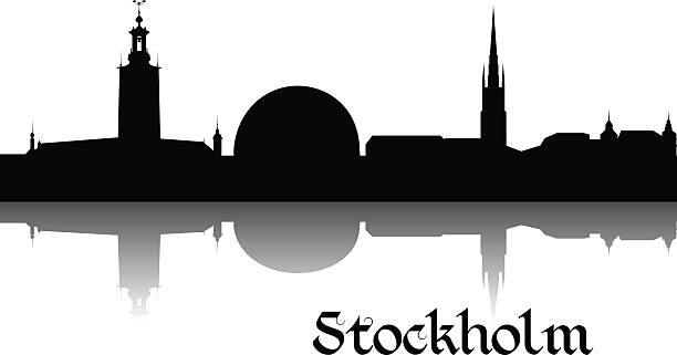 ilustrações, clipart, desenhos animados e ícones de silhueta de estocolmo - stockholm silhouette sweden city