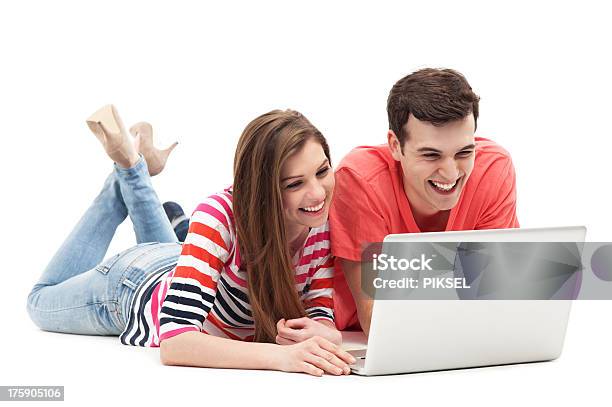 Young Couple With Laptop Stock Photo - Download Image Now - Couple - Relationship, Laptop, White Background