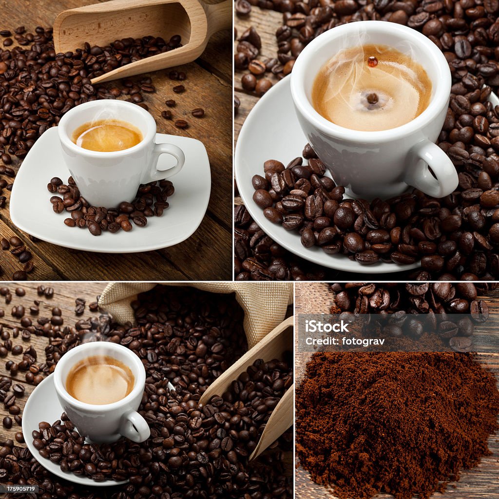 Coffee Collage Coffee Collage with espresso and coffee beans Agriculture Stock Photo