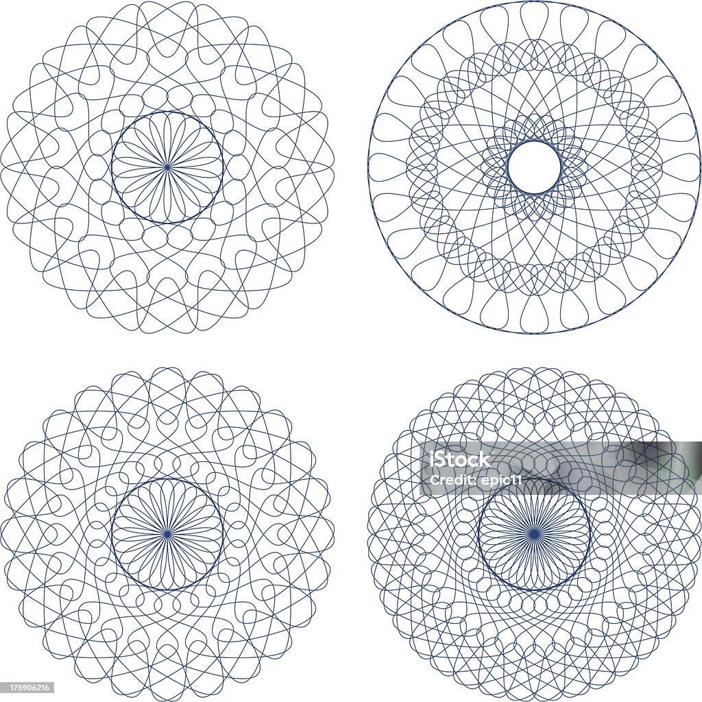 Набор синий вектор Гильош розетками - Векторная графика Абстрактный роялти-фри