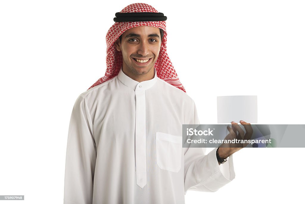 Heureux arabe homme tenant noter - Photo de Adulte libre de droits