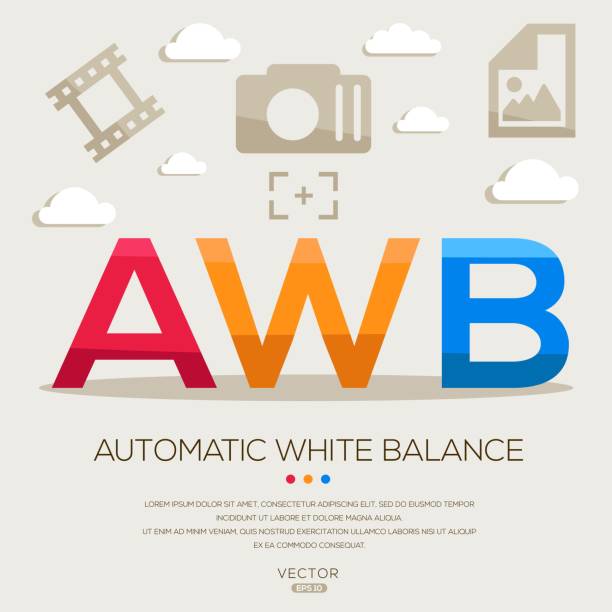 illustrations, cliparts, dessins animés et icônes de awb _ balance des blancs automatique - fill frame flash