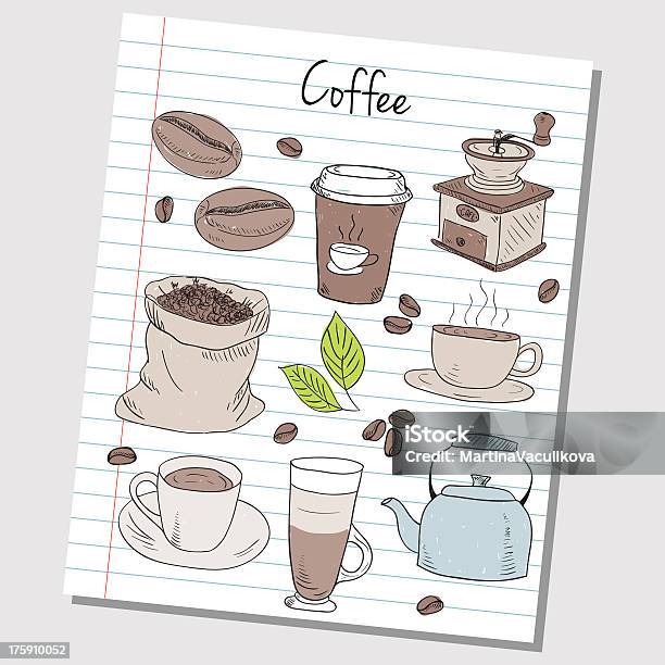 コーヒーのスケッチ付き紙 - いたずら書きのベクターアート素材や画像を多数ご用意 - いたずら書き, お茶の時間, イラストレーション