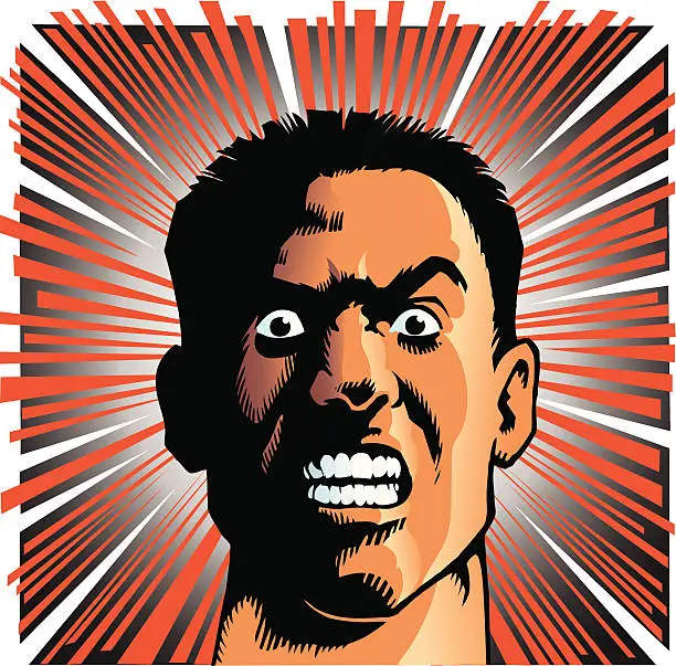 Vector illustration of Enraged Man