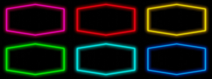 Night advertising sign neon frame on black background. 3d rendering