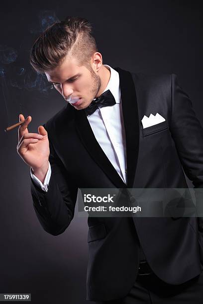 Business Man With Smoke In His Mouth Stock Photo - Download Image Now - Tuxedo, Men, Cigar