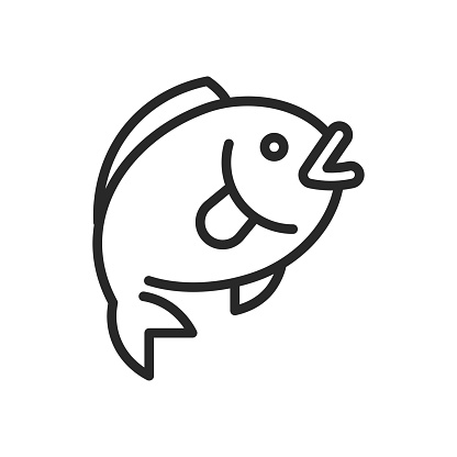 Feng Shui Carp Icon. Vector Linear Illustration of Traditional Asian Fish Symbolizing Harmony, Prosperity, and Positive Energy in Oriental Culture and Design.