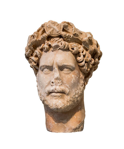 Colossal head portrait of the Roman Emperor Hadrian. Pentelic marble. Found in Athens, Greece. AD 130-140.