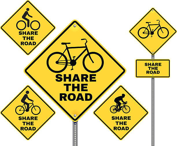 Bike Share The Road Sign vector art illustration