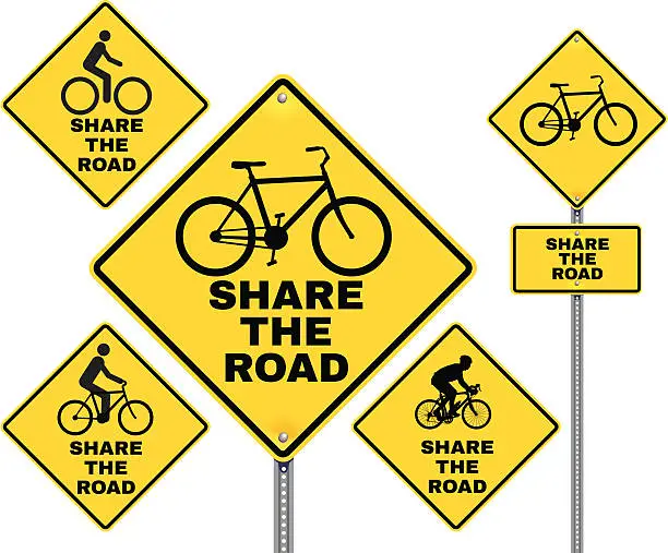 Vector illustration of Bike Share The Road Sign