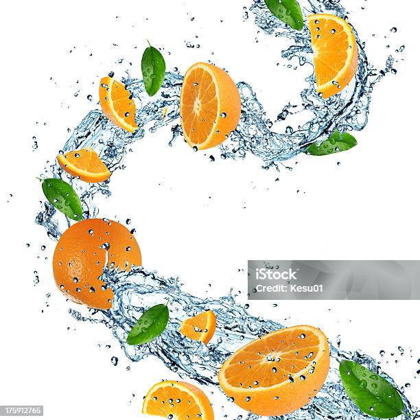 Oranges With Water Splash Stock Photo - Download Image Now - Cold Temperature, Cube Shape, Cut Out