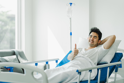 The patient recuperates in a well-ventilated hospital.