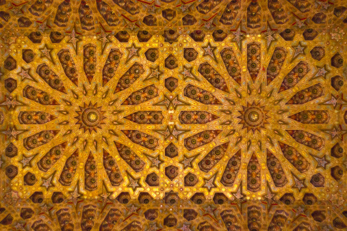 Detail of carving of the ceiling at the Hassan II Mosque in Casablanca, Morocco