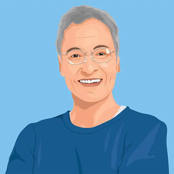 Vector illustration of Vector of Senior Adult Portrait