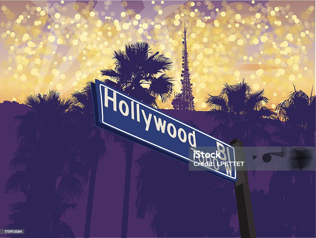 Hollywood - clipart vectoriel de Enseigne Hollywood libre de droits