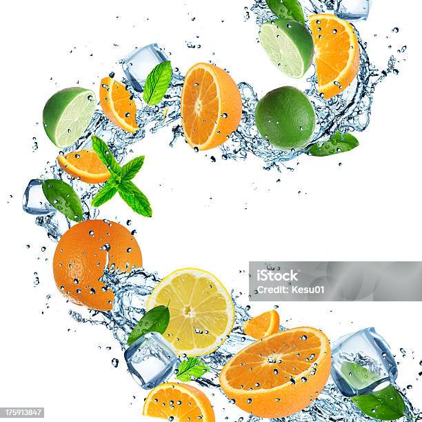 Fruit With Splashing Water Stock Photo - Download Image Now - Breakfast, Bright, Citrus Fruit