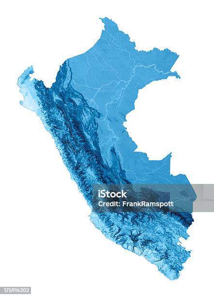 Peru Topographic Mapa Isolado - Fotografias de stock e mais imagens de Peru - América do Sul - Peru - América do Sul, Mapa, Tridimensional