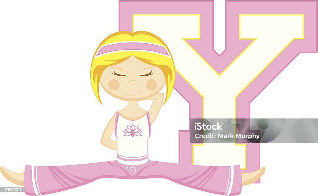 Yoga Chica aprendiendo letra Y - arte vectorial de A la moda libre de derechos